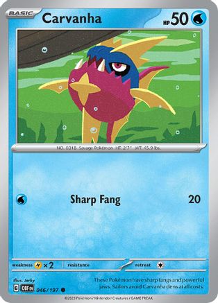 Carvanha 46 - SV03 Obsidian Flames Reverse Holofoil - Poke-Collect