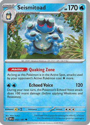 Seismitoad 52 - SV03 Obsidian Flames - Poke-Collect