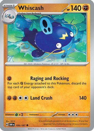 Whiscash 109 - SV03 Obsidian Flames Reverse Holofoil - Poke-Collect