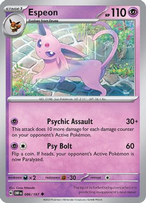 Espeon 86 - SV03 Obsidian Flames Reverse Holofoil - Poke-Collect