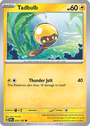 Tadbulb 075/197 75 - SV03 Obsidian Flames Reverse Holofoil - Poke-Collect
