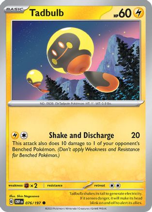 Tadbulb 076/197 76 - SV03 Obsidian Flames Reverse Holofoil - Poke-Collect