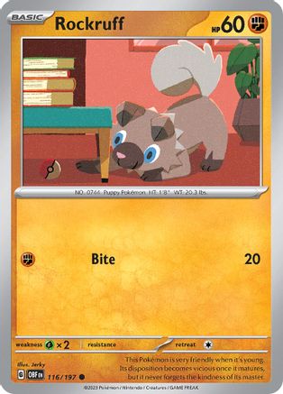 Rockruff 116 - SV03 Obsidian Flames Reverse Holofoil - Poke-Collect
