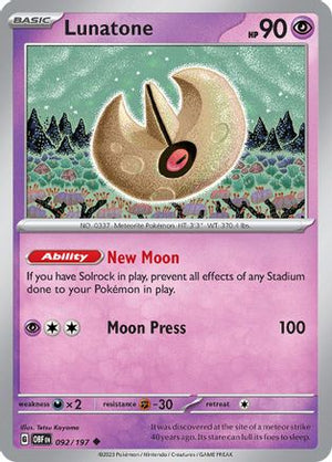 Lunatone 92 - SV03 Obsidian Flames - Poke-Collect