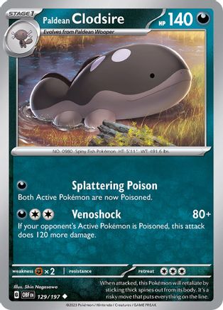 Paldean Clodsire - 129/197 129 - SV03 Obsidian Flames Reverse Holofoil - Poke-Collect