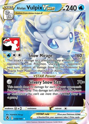 Alolan Vulpix VSTAR 34 - Prize Pack Series Three Holofoil - Poke-Collect