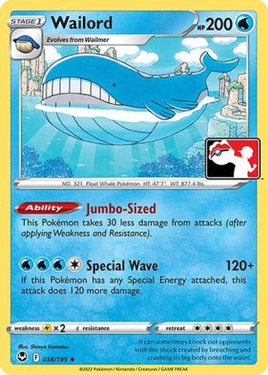 Wailord 38 - Prize Pack Series Three Holofoil - Poke-Collect