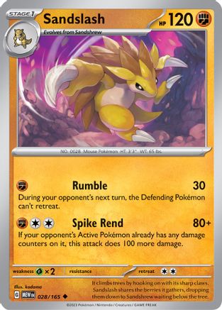 Sandslash 28 - SV Scarlet & Violet 151 Reverse Holofoil - Poke-Collect