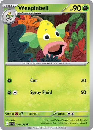 Weepinbell 70 - SV Scarlet and Violet 151 Reverse Holofoil - Poke-Collect