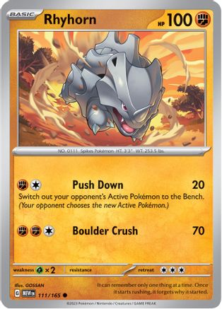 Rhyhorn 111 - SV Scarlet and Violet 151 Reverse Holofoil - Poke-Collect