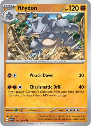 Rhydon 112 - SV Scarlet & Violet 151 Reverse Holofoil - Poke-Collect
