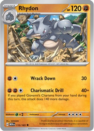 Rhydon 112 - SV Scarlet and Violet 151 Reverse Holofoil - Poke-Collect