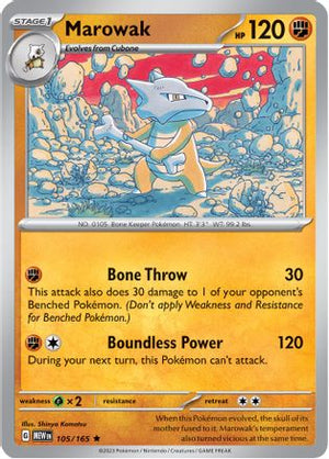 Marowak 105 - SV Scarlet and Violet 151 Holofoil - Poke-Collect