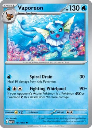 Vaporeon 134 - SV Scarlet and Violet 151 Reverse Holofoil