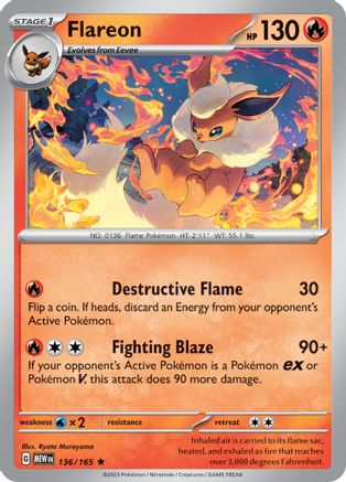 Flareon 136 - SV Scarlet & Violet 151 Reverse Holofoil - Poke-Collect