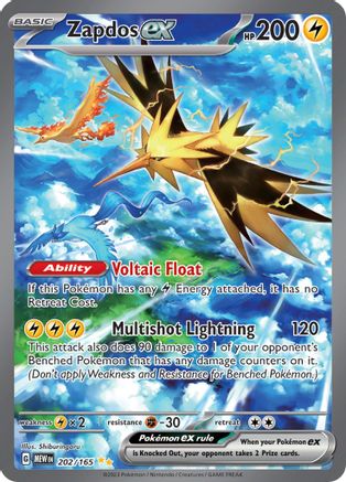 Zapdos ex - 202/165 202 - SV Scarlet and Violet 151 Holofoil - Poke-Collect