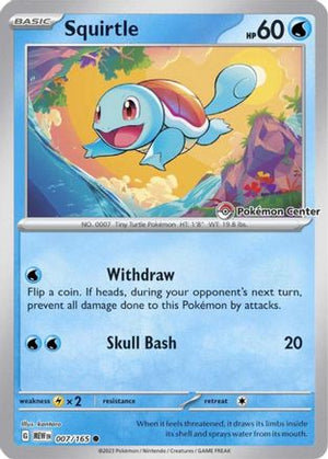 Squirtle - 007/165 (Pokemon Center Exclusive) 7 - SV Scarlet & Violet Promo Cards Reverse Holofoil - Poke-Collect