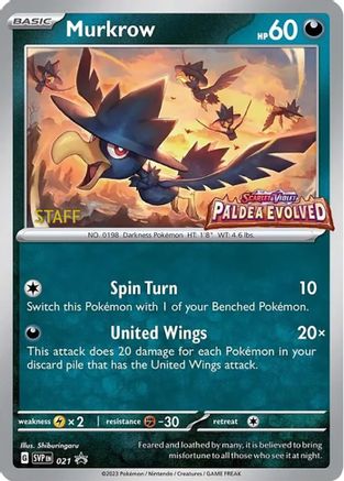 Murkrow - 021 [Staff] 21 - SV Scarlet & Violet Promo Cards Holofoil - Poke-Collect