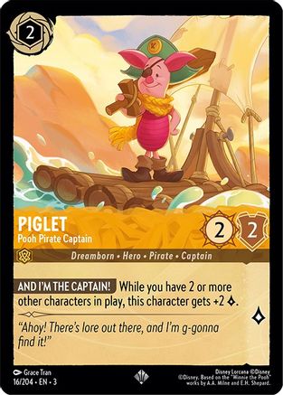 Piglet - Pooh Pirate Captain (16/204) - Into the Inklands Cold Foil