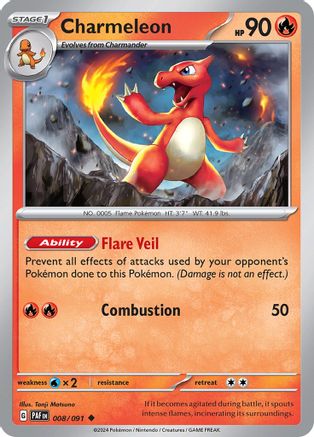 Charmeleon - 008/091 8 - SV Paldean Fates Reverse Holofoil - Poke-Collect