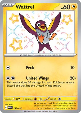 Wattrel 145 - SV Paldean Fates Holofoil - Poke-Collect