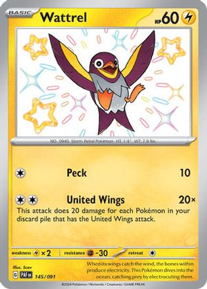 Wattrel 145 - SV Paldean Fates Holofoil - Poke-Collect