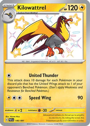 Kilowattrel - 146/091 146 - SV Paldean Fates Holofoil - Poke-Collect
