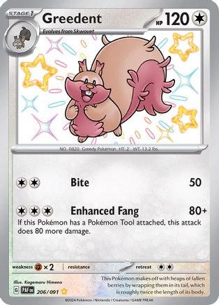 Greedent 206 - SV Paldean Fates Holofoil - Poke-Collect