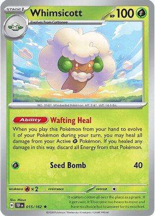 Whimsicott 15 - SV05 Temporal Forces Reverse Holofoil - Poke-Collect