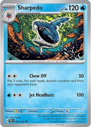 Sharpedo 43 - SV05 Temporal Forces Reverse Holofoil - Poke-Collect