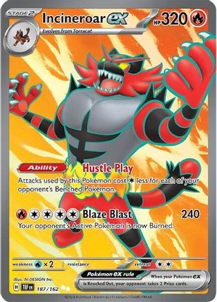 Incineroar ex - 187/162 187 - SV05 Temporal Forces Holofoil - Poke-Collect