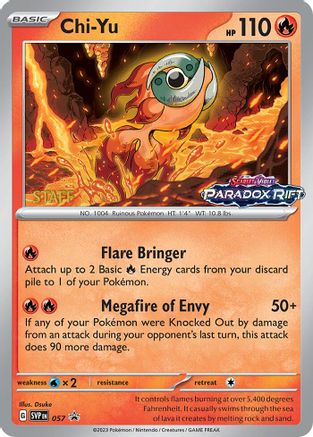 Chi-Yu - 057 (Prerelease) [Staff] 57 - SV Scarlet & Violet Promo Cards Holofoil - Poke-Collect