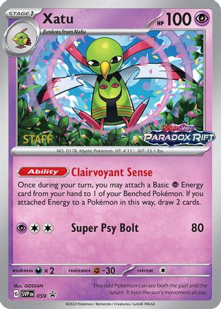 Xatu - 059 (Prerelease) [Staff] 59 - SV Scarlet & Violet Promo Cards Holofoil - Poke-Collect