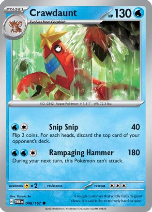 Crawdaunt 48 - SV06 Twilight Masquerade Reverse Holofoil - Poke-Collect