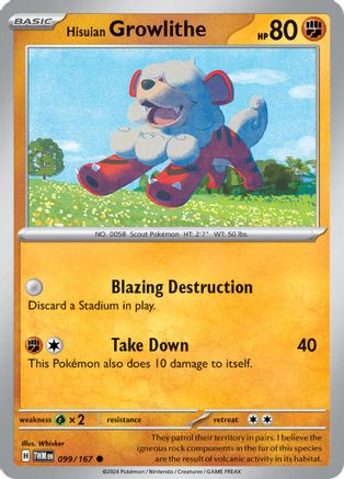 Hisuian Growlithe - 099/167 99 - SV06 Twilight Masquerade Reverse Holofoil - Poke-Collect