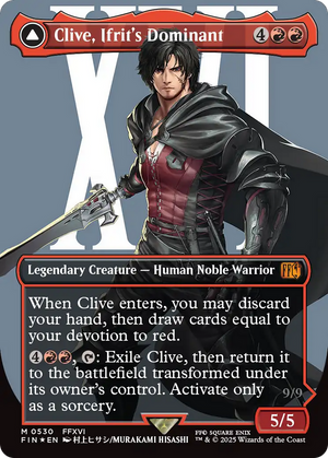 Clive, Ifrit's Dominant // Ifrit, Warden of Inferno (FIN-530) - FINAL FANTASY: (enchantment) (Borderless) Foil - Poke-Collect