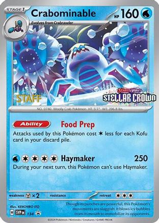 Crabominable - 134 (Prerelease) [Staff] 134 - SV Scarlet & Violet Promo Cards Reverse Holofoil