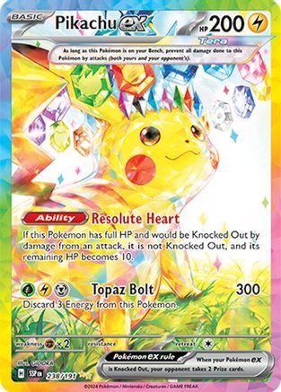 Pikachu ex - 238/191 238 - SV08 Surging Sparks Holofoil