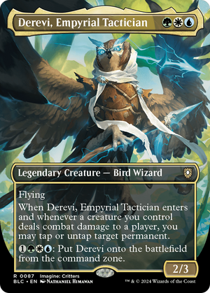 Derevi, Empyrial Tactician (Borderless) (BLC-087) - Bloomburrow Commander (Borderless)