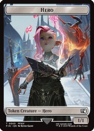 Hero (0005) // Wizard (0015) Double-Sided Token (FIN-5 // 15) - FINAL FANTASY Foil