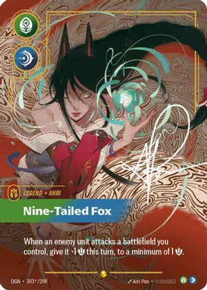Ahri - Nine-Tailed Fox (Signature) (303*/298) - Origins Foil