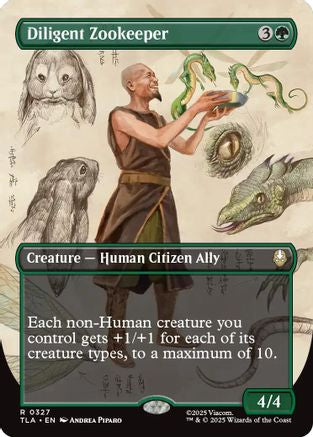 Diligent Zookeeper (Borderless) (TLA-327) - Avatar: The Last Airbender Foil - Poke-Collect