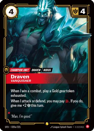Draven - Vanquisher (Alternate Art) (020a/221) - Spiritforged Foil - Poke-Collect