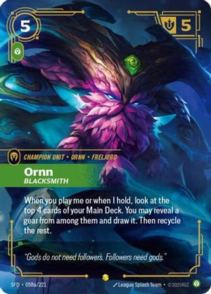 Ornn - Blacksmith (Alternate Art) (058a/221) - Spiritforged Foil - Poke-Collect