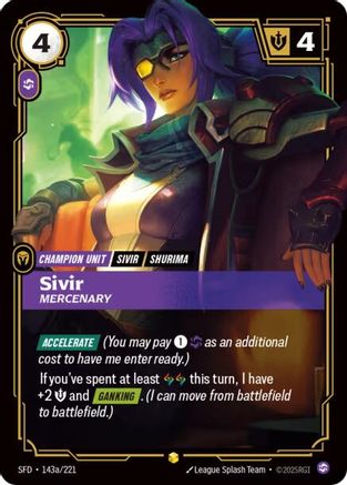 Sivir - Mercenary (Alternate Art) (143a/221) - Spiritforged Foil - Poke-Collect