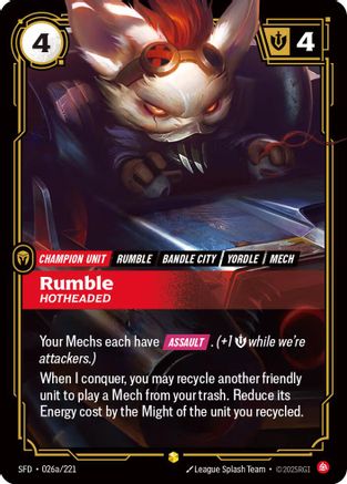 Rumble - Hotheaded (Alternate Art) (026a/221) - Spiritforged Foil - Poke-Collect