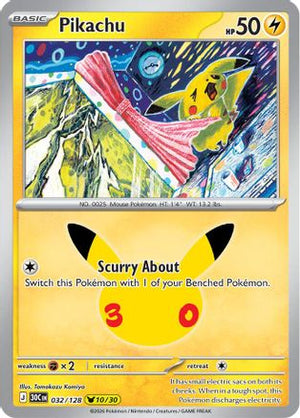 Pikachu - 032/128 32 - ME 30th Celebration Holofoil