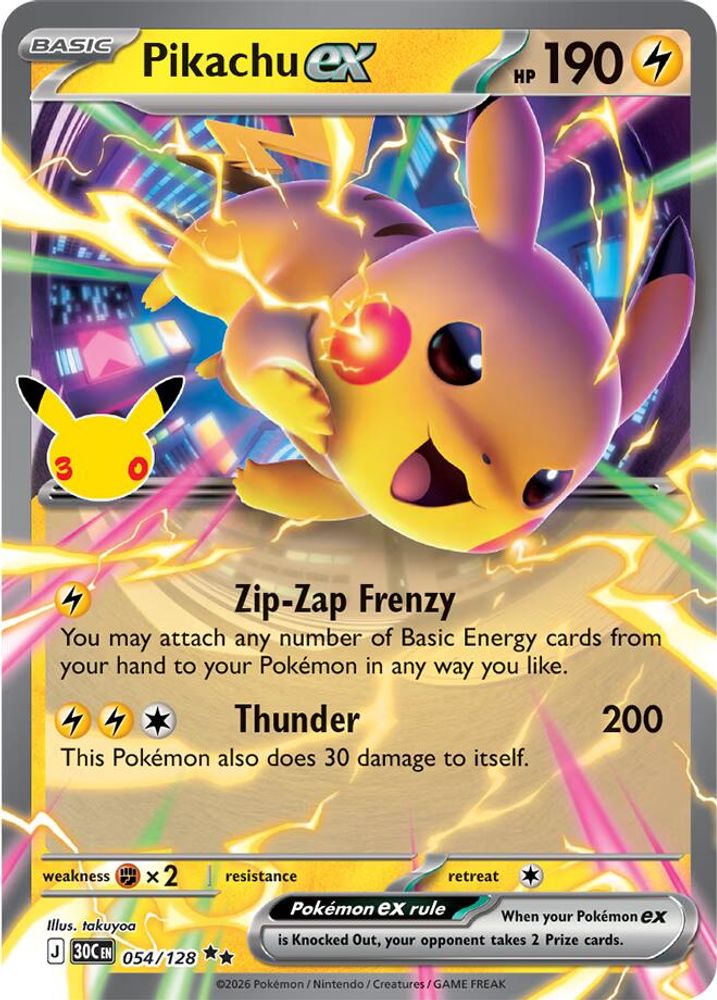 Pikachu ex 054/128 - ME 30th Celebration Foil