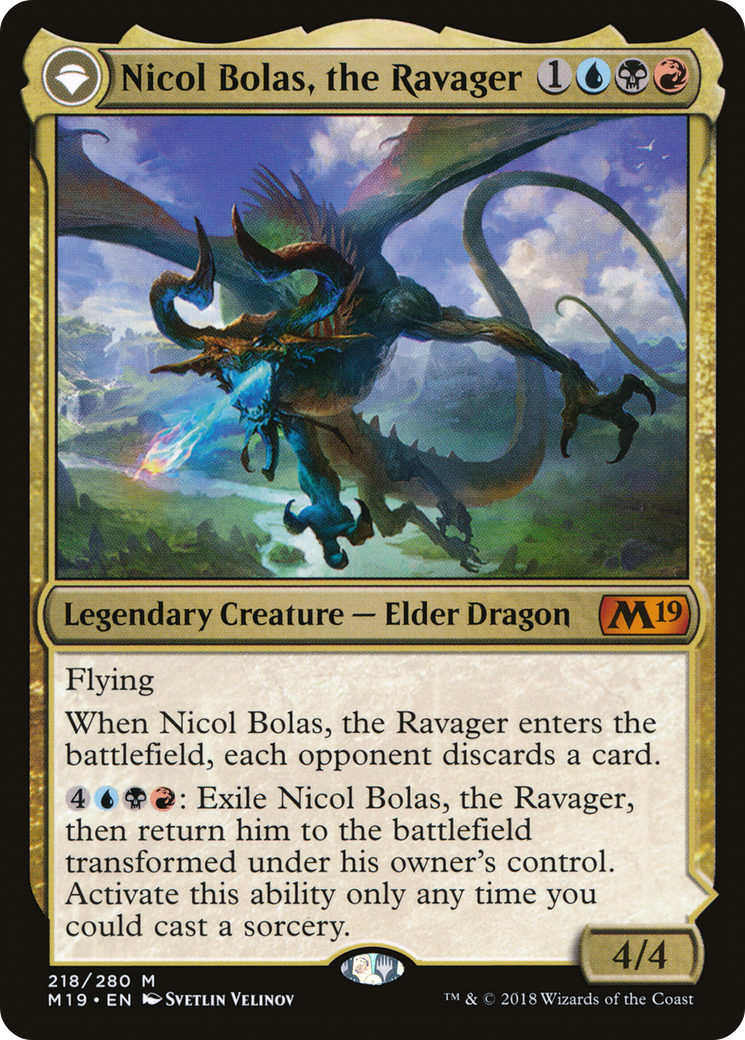 Nicol Bolas, the Ravager // Nicol Bolas, the Arisen (M19-218) - Core Set 2019: (originpwdfc) - Poke-Collect