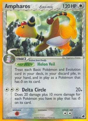 Ampharos (Delta Species) 1/101 - Dragon Frontiers Holofoil